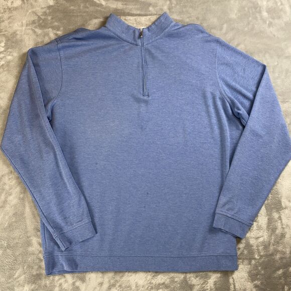 Peter Millar Men's XL Blue Pullover 1/4 Zip Long Sleeve Light Blue Sweatshirt - Picture 1 of 9